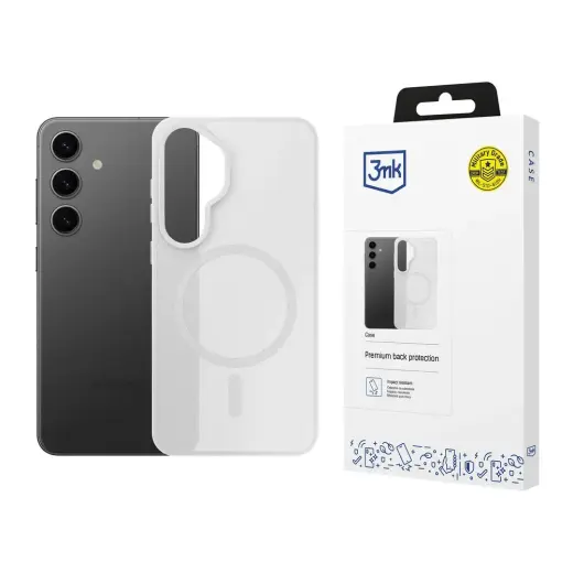 3mk Smoke MagCase maciņš ar MagSafe atbalstu telefonam Samsung Galaxy S25 (S931) balts caurspīdīgs