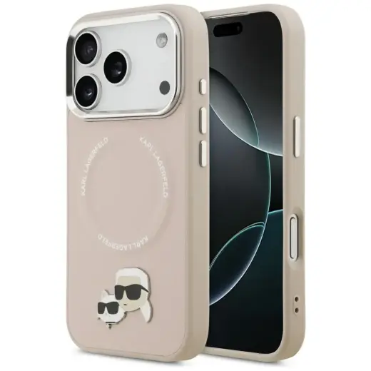 Karl Lagerfeld Karl & Choupette Pins MagSafe Case for iPhone 17 Pro Pink