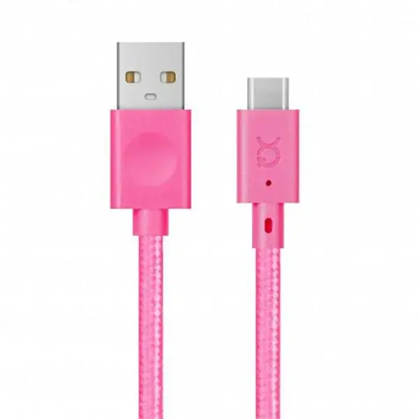 Xqisit cable Cotton USB C 3.0 pink 1.8m 30122