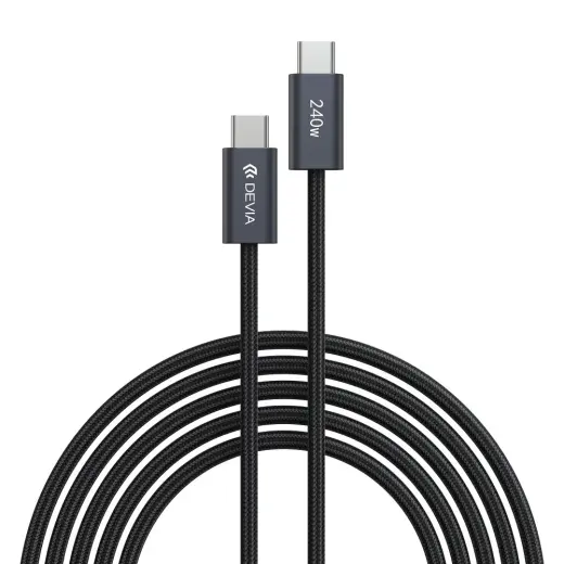 Devia Extreme EC652 datu pārraides un uzlādes vads | USB-C uz USB-C | PD | 240W | 2m | melns