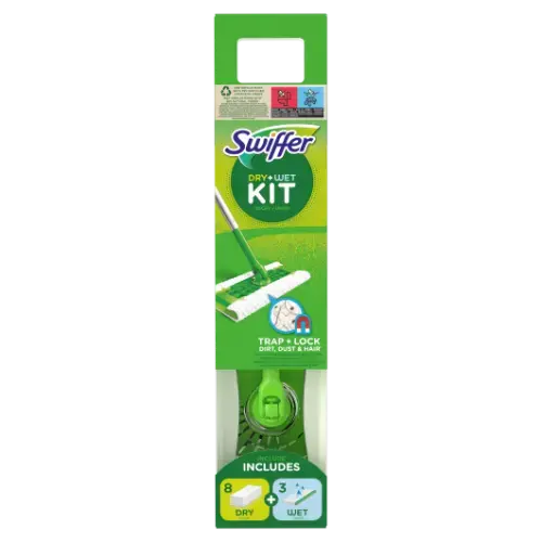 Swiffer Grīdas slota Starter paka + 8 sausās rezerves + 3 mitrās rezerves