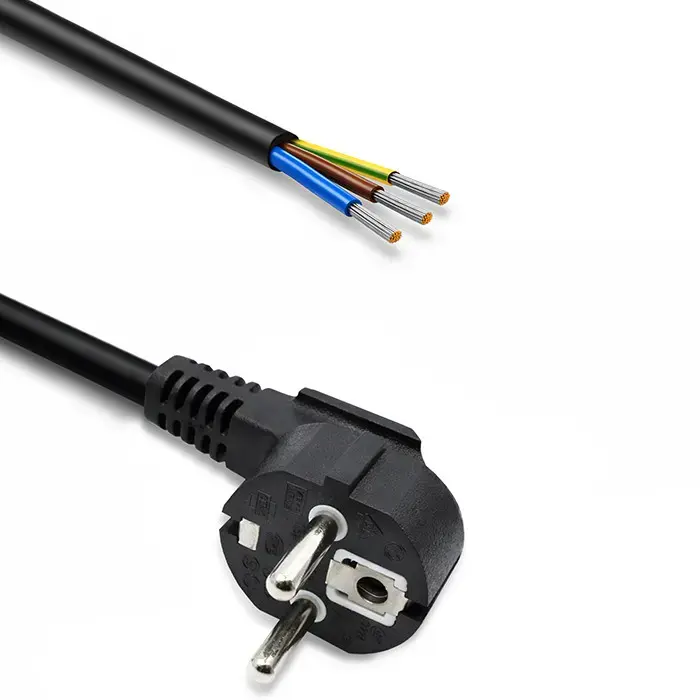 Qoltec Power cord | SCHUKO CEE 7/7 angled plug | Cu copper | stripped and soldered | 3x1.00 mm² | 1.8m