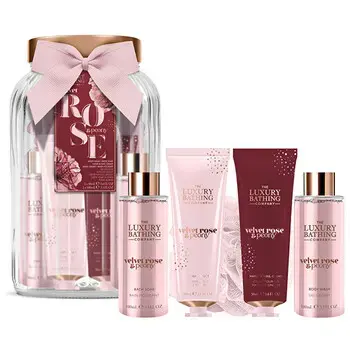 The Luxury Bathing Company Velvet Rose Gift Set in Glass Jar ( rose & peony )