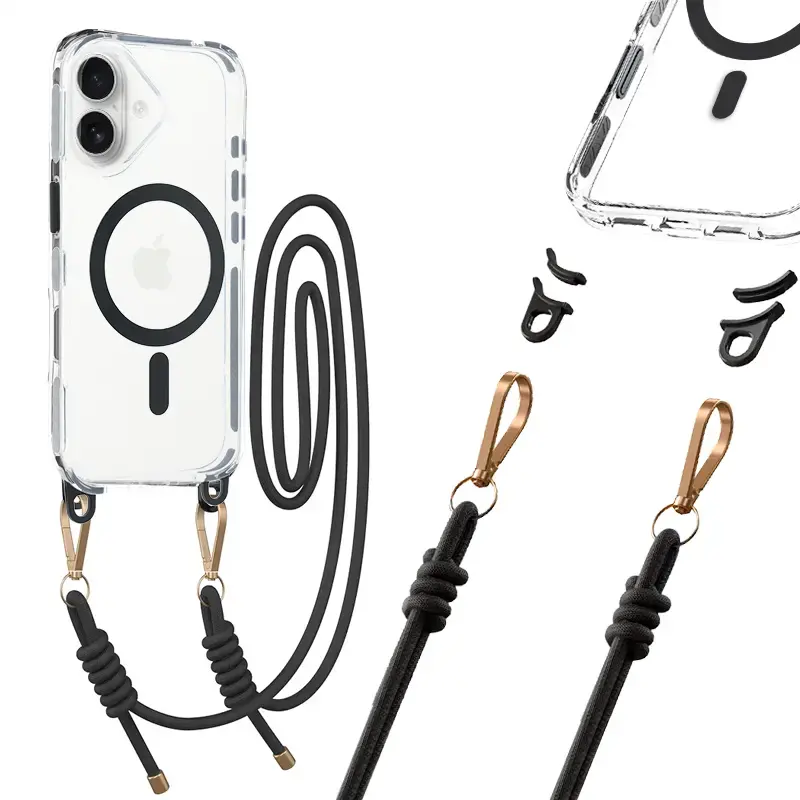 Tel Protect Strap Clear Case for Iphone 17 black