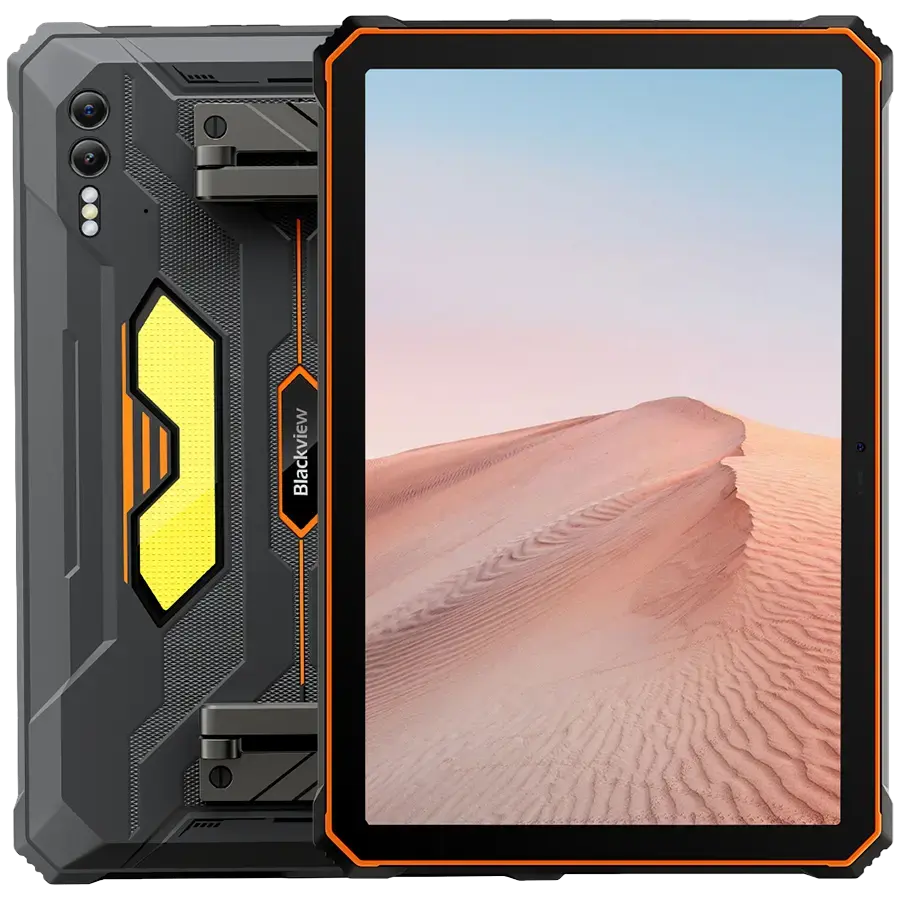 Blackview Rugged Tab Active 10 Pro 10.95-inch FHD+IPS 1920x1200 90Hz Corning 3th 12GB/512GB MT6878 Octa-core 2.5GHz 50MP Front/108MP+20MP Rear Camera infared nught vision 30000mAh NO Charging Android 14 up to 15 NFC Camping lights MIL-STD-810H Orange