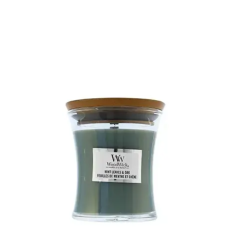 WoodWick Mint Leaves & Oak scented candle with wooden wick 85 g