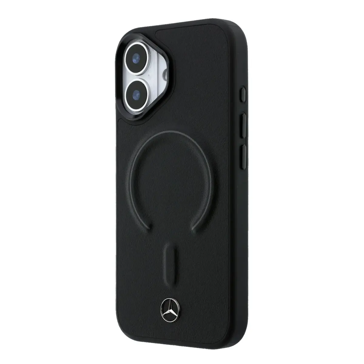 Mercedes PU Leather 3D maciņš ar MagSafe atbalstu telefonam iPhone 17 melns
