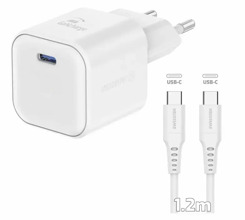 Swissten GaN USB-C 35W PD travel charger | 35W | GaN, PD | USB-C | with USB-C cable