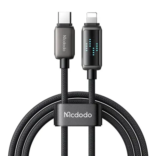 Mcdodo CA-2630 data transfer and charging cable | USB-C to Lightning | 36W | with LED display | 1.2m | black