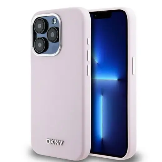 DKNY Liquid Silicone Small Metal Logo MagSafe case for iPhone 15 Pro - pink