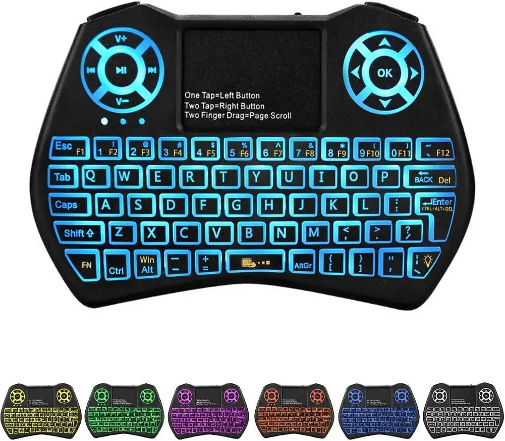 Fusion Round kompakta bezvadu tastatūra ar skārienpaliktni un krāsainu apgaismojumu Android | iOS | TV | PC