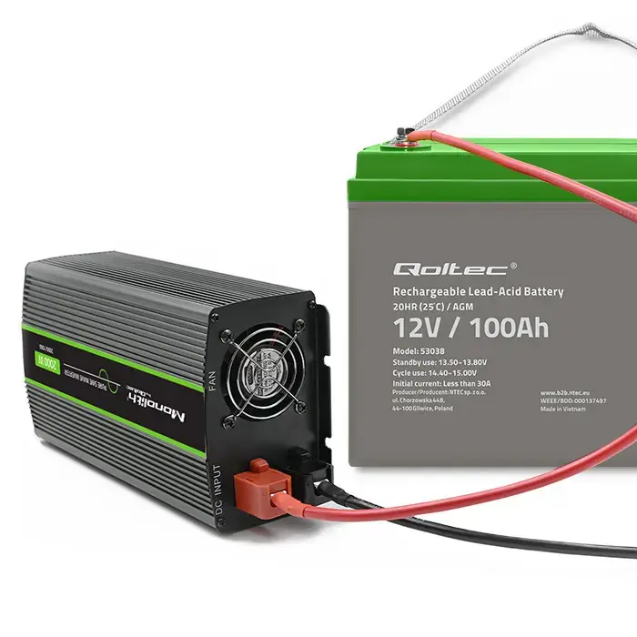 Qoltec AGM battery | 12V | 100Ah | 28.1kg | Maintenance-free | Strong | LongLife | for UPS, RV, boat, heater