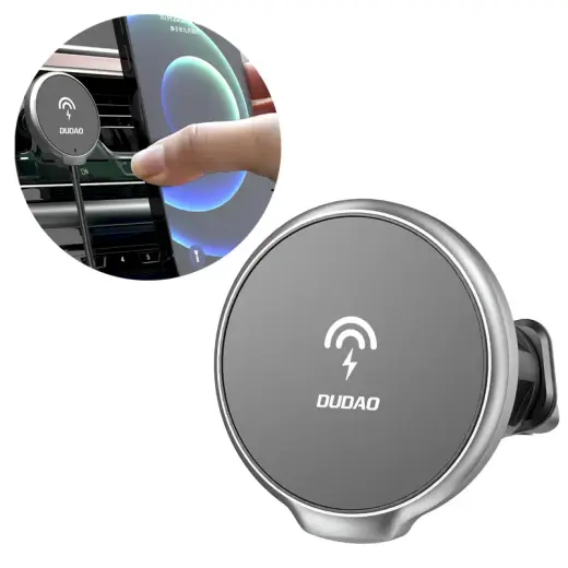 Dudao 15W Qi Wireless Car Charger for iPhone (Series 12 and Newer) MagSafe Compatible Magnetic Ventilation Grille Holder Black (F13XS black)