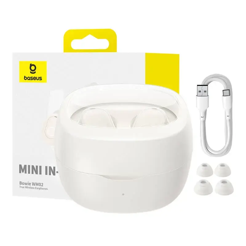 Wireless headphones Baseus Bowie WM02 TWS, Bluetooth 5.0 (white) OS
