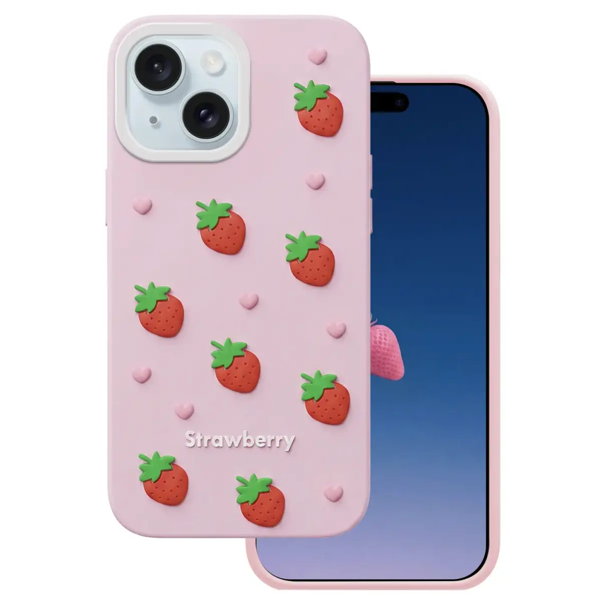 Strawberry case for iPhone 13 / 14 / 15 6,1" pink