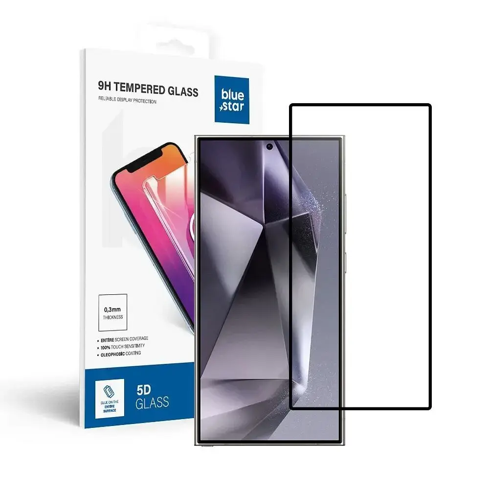 Blue Star 5D aizsargstikls telefona ekrānam Galaxy S25 Ultra (saderīgs ar pirksta nospieduma sensoru)