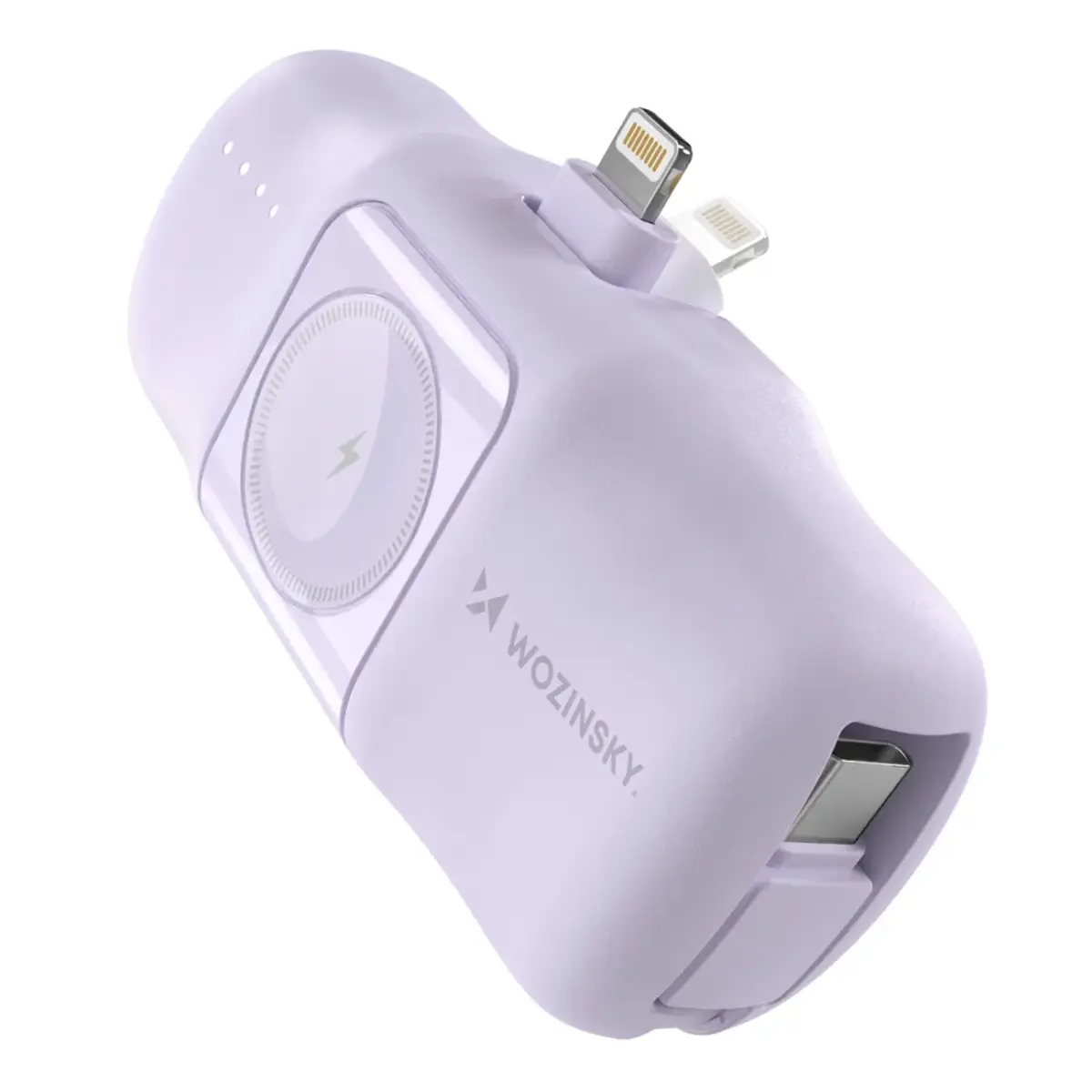 Wozinsky WF16-YLS 5000mAh 15W Lightning Mini Внешний аккумулятор (powerbank) с встроенным USB-C кабелем и зарядным устройством для Apple Watch - Пурпурный