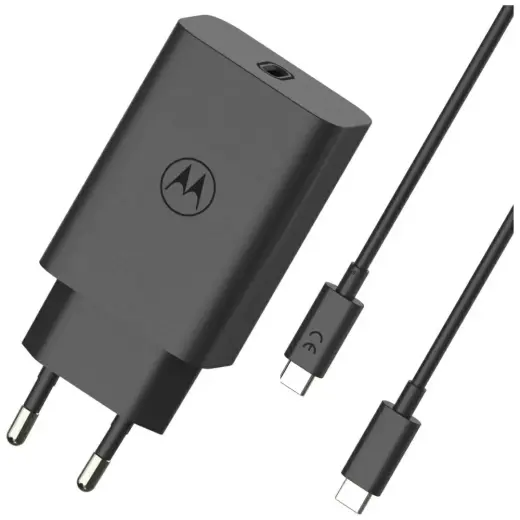 Motorola TurboPower tīkla lādētājs | 68W | PD | USB-C | ar USB-C uz USB-C vadu komplektā | melns