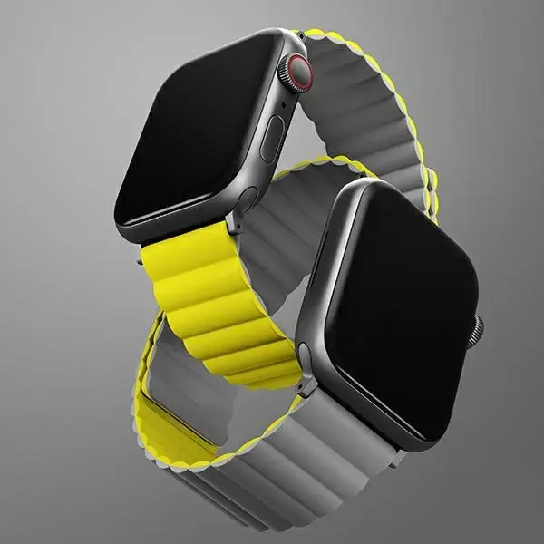 UNIQ viedpulksteņa siksniņa priekš Apple Watch (42/44/45/49 mm) | silikons | dzeltena/pelēka