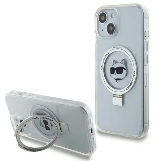 Karl Lagerfeld KLHMP15MHMRSCHH iPhone 15 Plus | 14 Plus 6.7" biały|white hardcase Ring Stand Choupette Head MagSafe