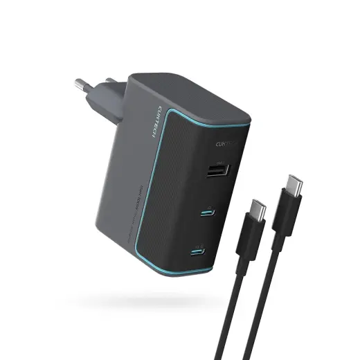 Cuktech CUKAD1003EUG tīkla lādētājs | 100W | PD, QC, GaN, PPS | USB-C, USB-A | ar USB-C uz USB-C vadu komplektā | pelēks