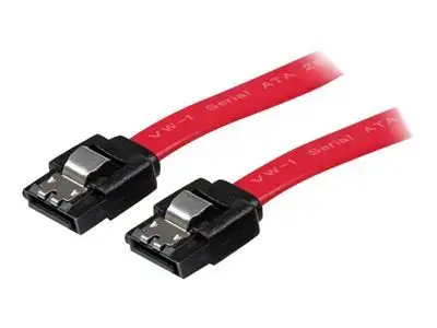 StarTech.com 18in Latching SATA Cable - SATA cable - Serial ATA 150|300|600 - SATA (R) to SATA (R) - 1.5 ft - latched - red - LSATA18 - SATA cable - 46 cm