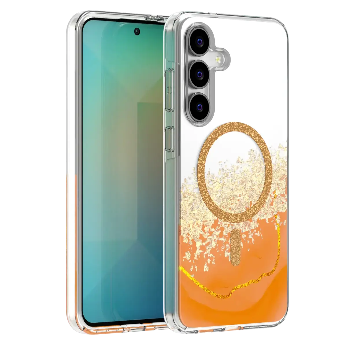 Epoxy Mag maciņš ar MagSafe atbalstu telefonam Samsung Galaxy S25 FE (S731) oranžs