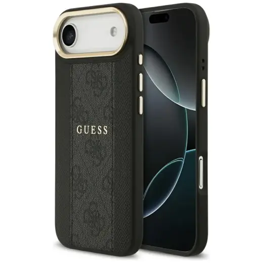 Guess 4G Stripe maciņš ar MagSafe atbalstu telefonam iPhone 17 Air melns