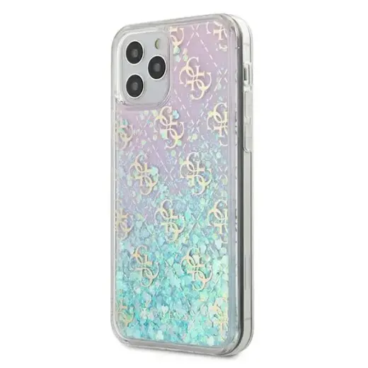 Guess GUHCP12MLG4GGBLPI 4G Liquid Glitter Cover Silicone Case For Apple iPhone 12 | 12 Pro Transparent