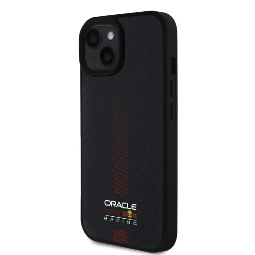 Red Bull Carbon Powerbar telefona maciņš priekš iPhone 15 melns ar MagSafe atbalstu