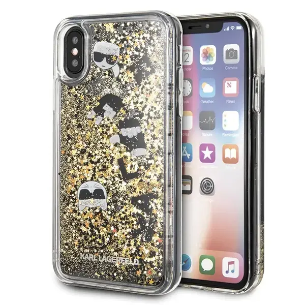 Karl Lagerfeld KLHCPXROGO iPhone X|Xs czarno-złoty|black & gold hard case Glitter