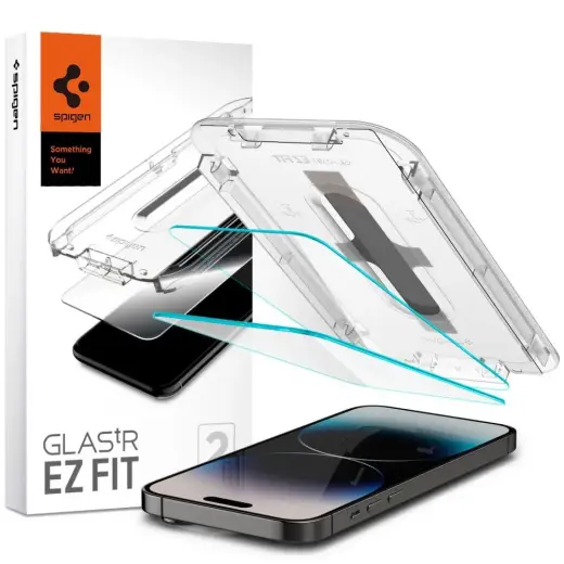 Spigen Glas.tR EZ FIT tempered glass for phone iPhone 14 Pro Max with Spigen Glas.tR EZ FIT applicator 2-pack