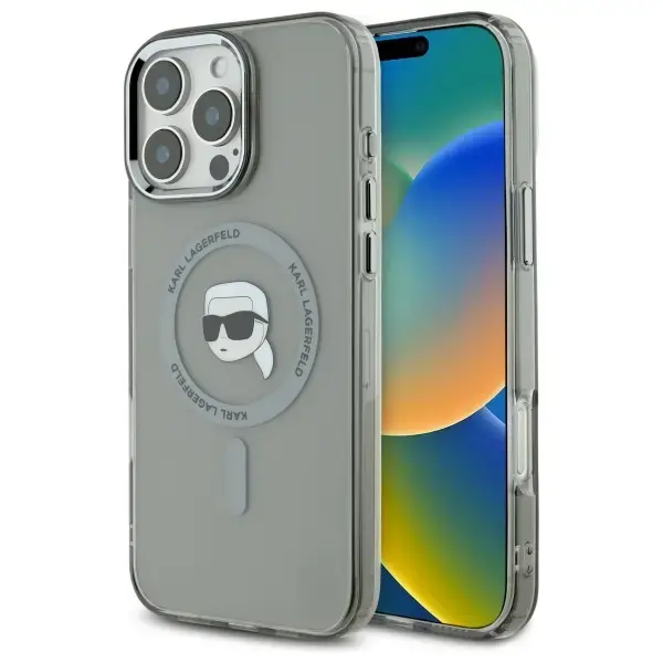 Karl Lagerfeld case for iPhone 16 Pro Max 6,9" KLHMP16XHLSKIK black Hard IML Metal Karl Head MagSafe