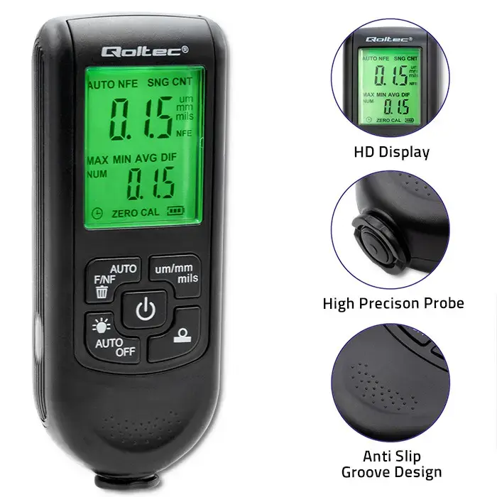 Qoltec Coating thickness gauge with LCD | 0 ~ 2000um