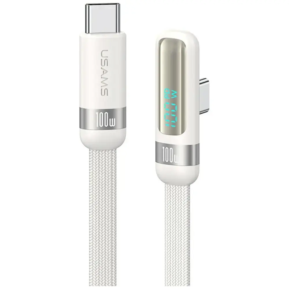 USAMS US-SJ653 datu pārraides un uzlādes vads | USB-C uz USB-C | PD | 100W | balts