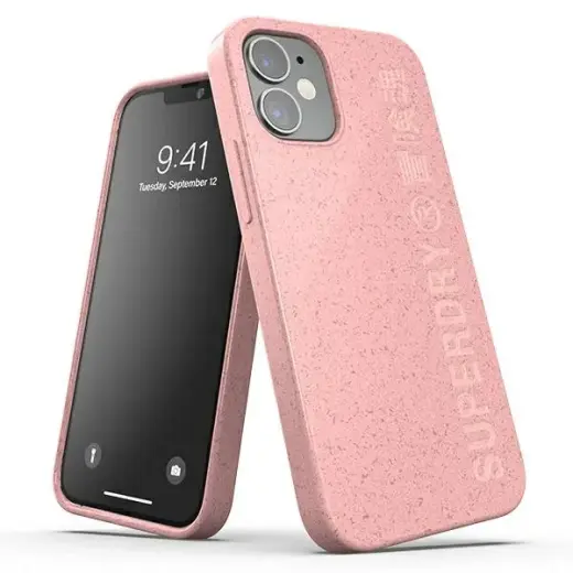 SuperDry Snap iPhone 12 mini kompostuojamas dėklas rožinis 42620