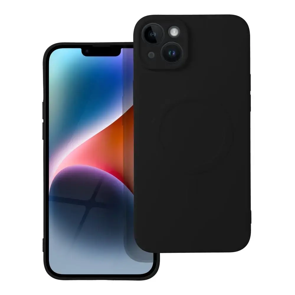 Silicone Mag Cover maciņš ar MagSafe atbalstu telefonam iPhone 14 Plus melns