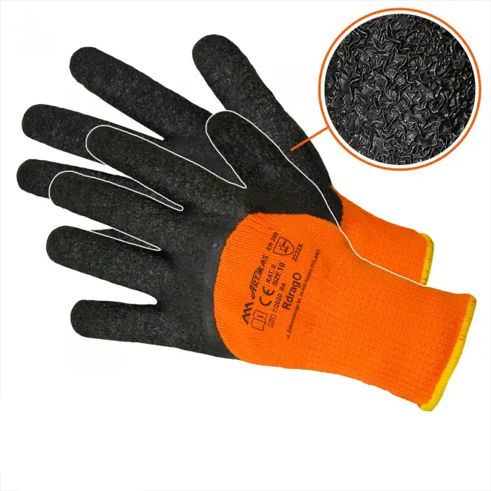Cimdi ar raupju lateksu siltie 10.izm Rdrag Orange