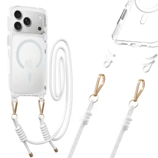 Tel Protect Strap Clear Case for Iphone 17 Pro Max white