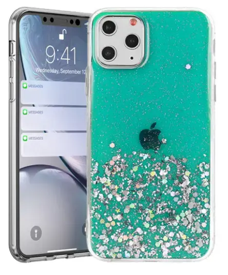 Fusion glue glitter silikona aizsargapvalks Apple iPhone 13 zaļš