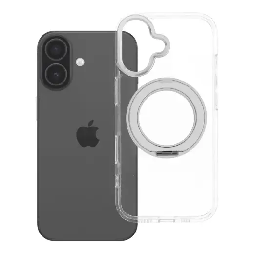 Frame Circle Stand phone case with stand and MagSafe support for iPhone 17 transparent
