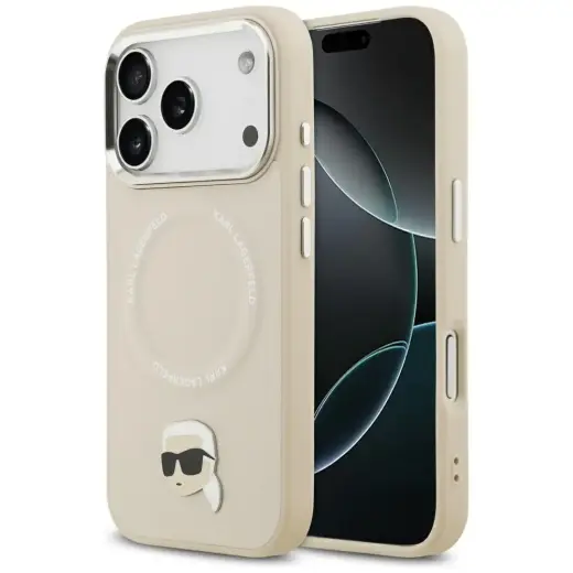 Karl Lagerfeld Karl Pin MagSafe Case for iPhone 17 Pro Beige