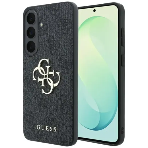 Guess Embossed 4G Ring Classic Logo maciņš ar statīvu un MagSafe atbalstu telefonam Samsung Galaxy S26 FE (S741) melns