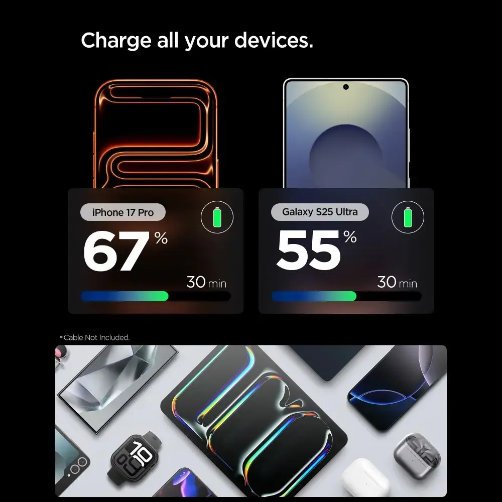Spigen EE301EU-GAN tīkla lādētājs | 30W | GaN | USB-C | pelēks