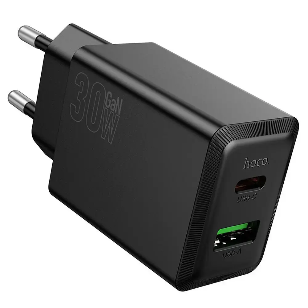 HOCO N71 tīkla lādētājs | 30W | PD, QC | USB-C, USB-A | melns