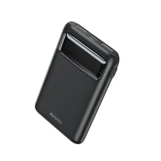 yesido YP33 ārējais akumulators (powerbank) | 5 000 mAh | USB-A, USB-C | LED ekrāns | melns