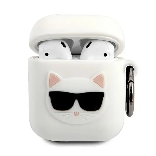 KLACA2SILCHWH Karl Lagerfeld Choupette Head Silicone Case for Airpods 1|2 White