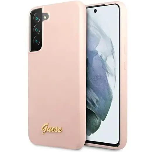 Guess GUHCS23SLSLMGPP S23 S911 różowy|pink hardcase Silicone Script Metal Logo