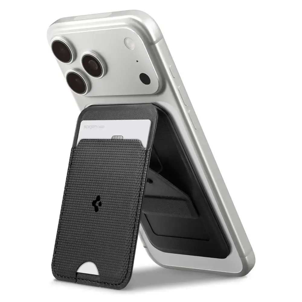 SPIGEN S314-3 SLIM FOLD TRIPOD MAGSAFE UNIVERSAL MAGNETIC CARD HOLDER BLACK
