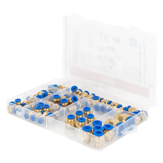 Pneumatic threaded quick couplings set 1 4-16mm 72 pcs AMIO-04922